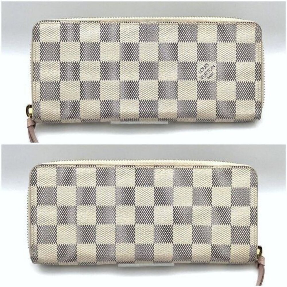 Authentic Louis Vuitton Damier Azur Clemence Zippy Wallet Rose Ballerine Pink - Picture 3 of 8